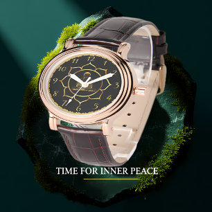 Buddha mediterar andlig guld foil armbandsur