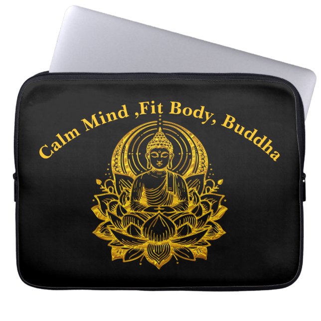Buddha mediterar i lotus  laptop fodral (Framsidan)