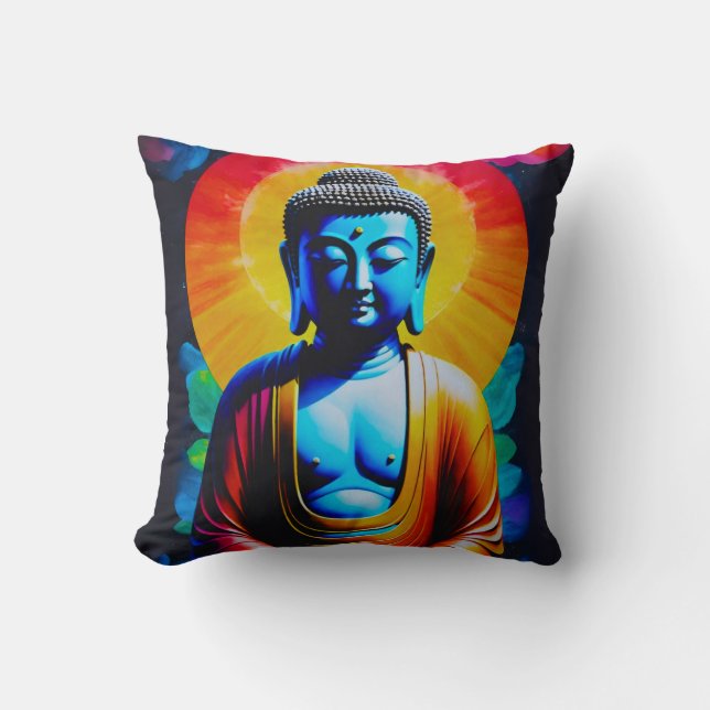 Buddha Mediterar  Kudde (Framsida)