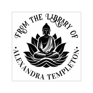 Buddha mediterar lotusposition bibliotek boknamn # självfärgande stämpel