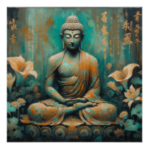 BUDDHA METALLISK MÅLNING KONST #5