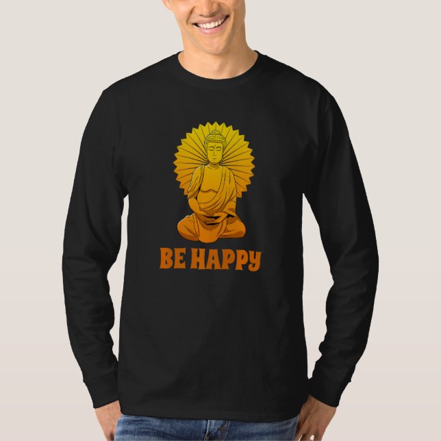 Buddha Monk Namaste Praying Pray Smile Happy Laugh T Shirt (Framsida)
