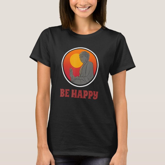 Buddha Monk Namaste Praying Pray Smile Happy Laugh T Shirt (Framsida)