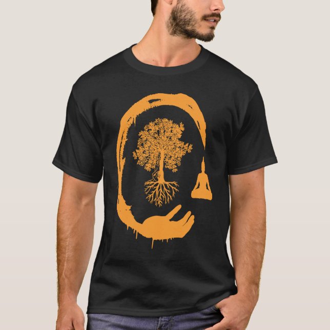 Buddha Monk Namaste Praying Pray Smile Happy Laugh T Shirt (Framsida)