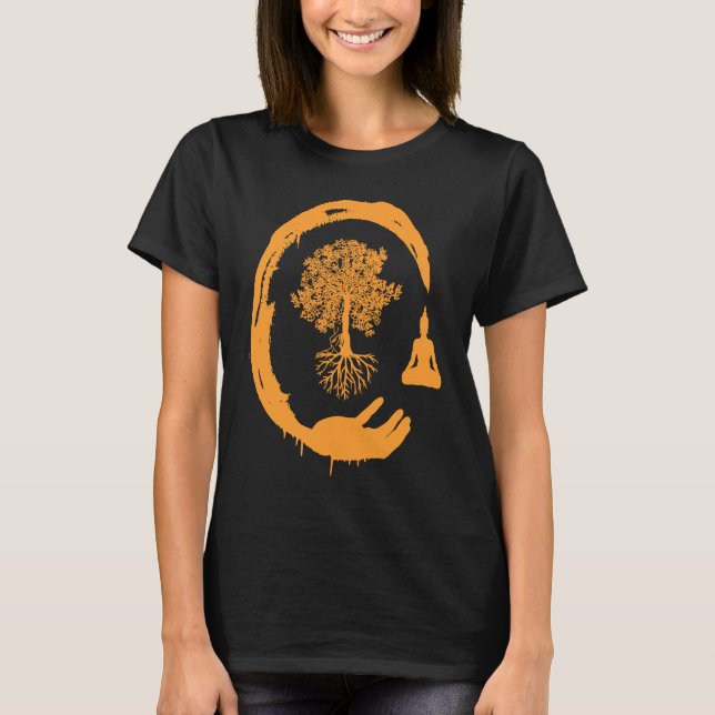 Buddha Monk Namaste Praying Pray Smile Happy Laugh T Shirt (Framsida)