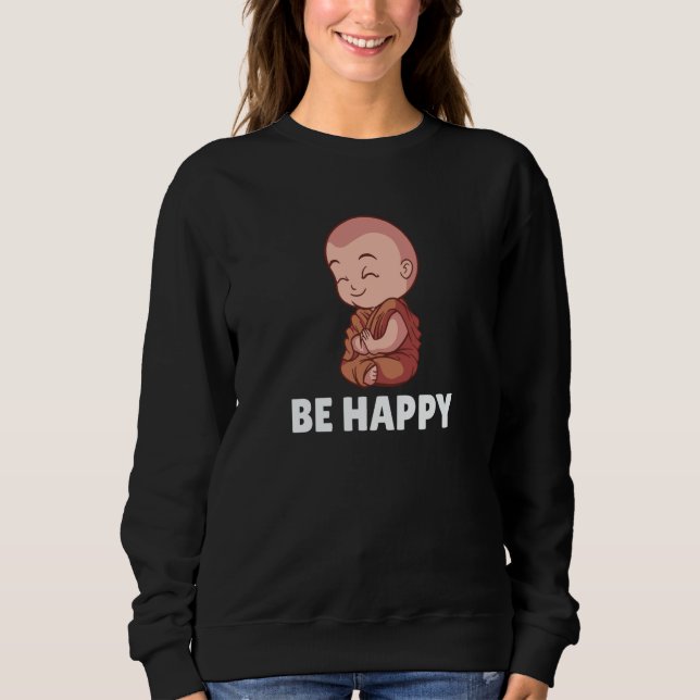 Buddha Monk Namaste Praying Pray Smile Happy Laugh T Shirt (Framsida)