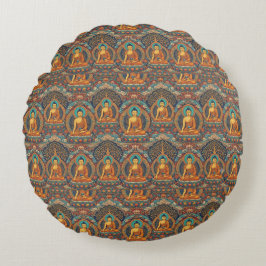 Buddha-mönster Rund Kudde