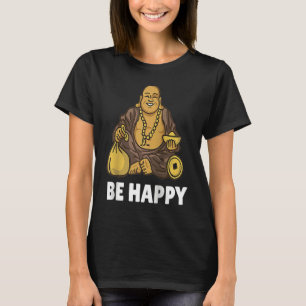Buddha munk Namaste Bedande Prata Leende Glad Skra T Shirt