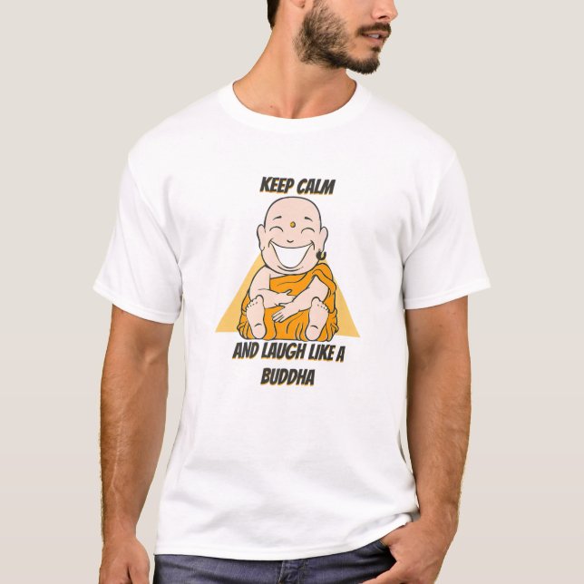 Buddha Munk Namaste Buddhism Behålla Lugn och Loug T Shirt (Framsida)