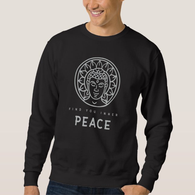 Buddha Munk Namaste Control Thoughts Inner Peace B Lång Ärmad Tröja (Framsida)