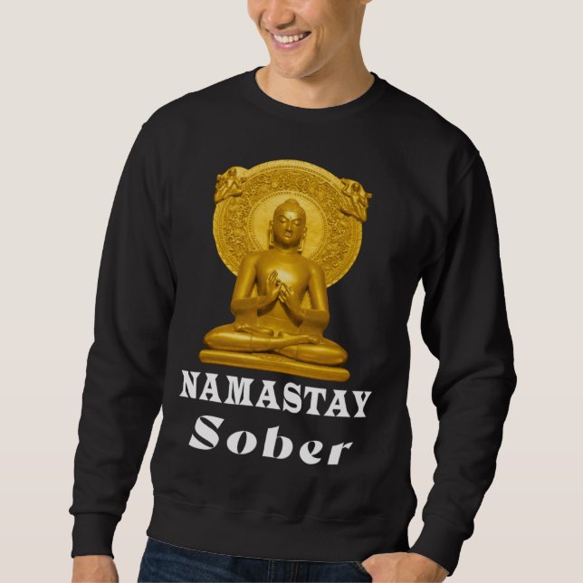 Buddha Namastay Sober Alcoholic Abstinence Hope So Lång Ärmad Tröja (Framsida)