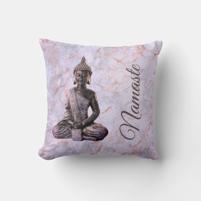 Buddha Namaste Rosa Lavender Marble Kudde (Framsida)