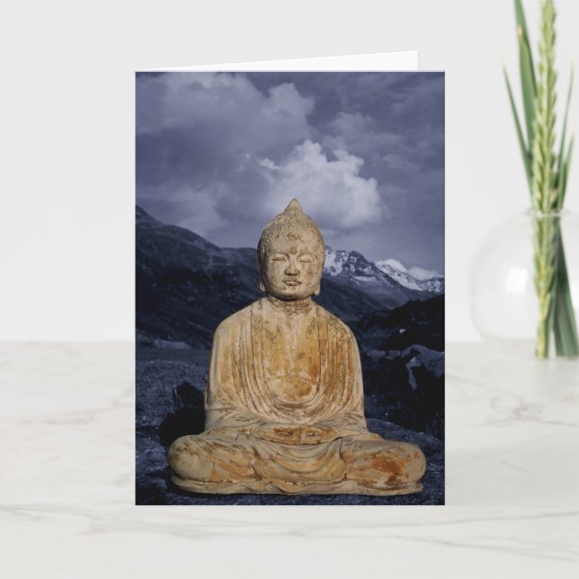 Buddha och blå berg kort (Framsida)