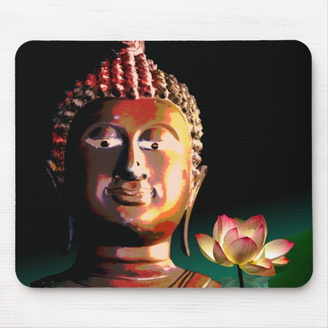 Buddha och blommande lotusmusmatta musmatta (Framsidan)