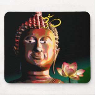 Buddha och blomstrande lotus och Om musmatta