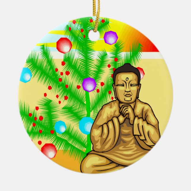 Buddha och julgran julgransprydnad keramik (Framsidan)