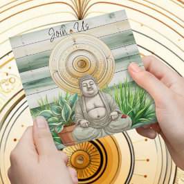 Buddha och Ladybug med kruka växter Inbjudningar