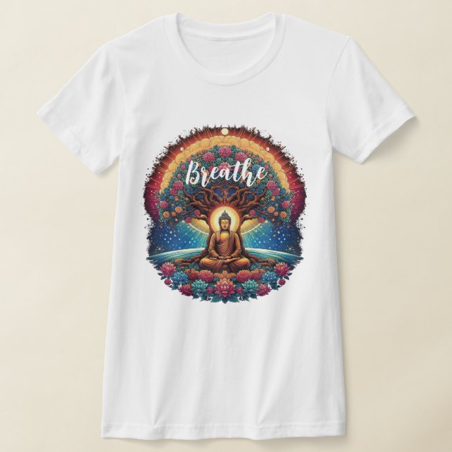 Buddha och Livets träd T Shirt (Laydown)