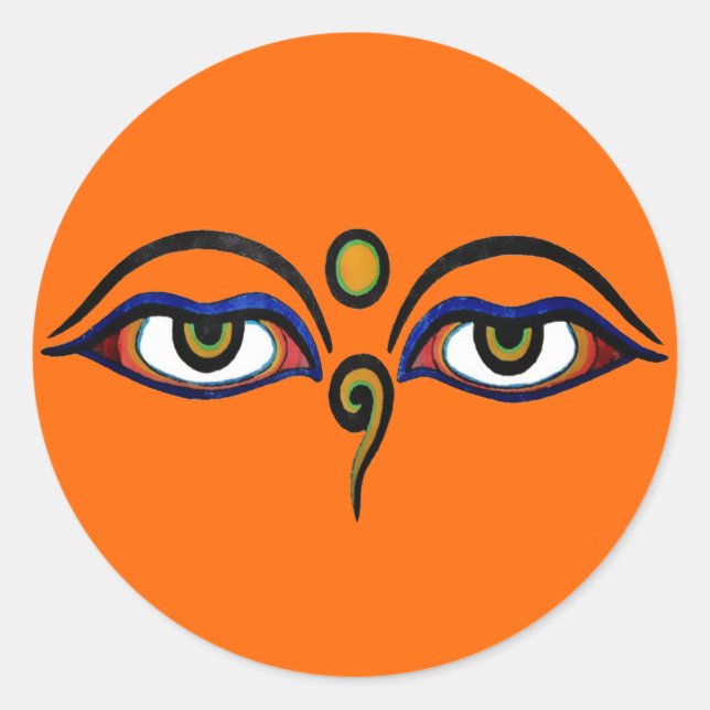 Buddha Ögon Art Sticker Runt Klistermärke (Framsida)