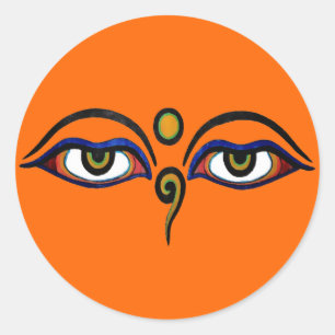 Buddha Ögon Art Sticker Runt Klistermärke