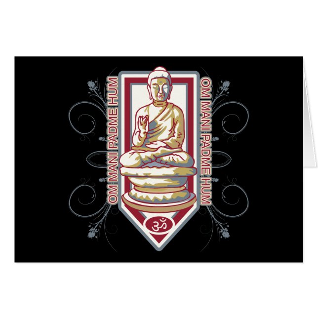 Buddha Om Mani Padma mummel Hälsningskort (Framsidan Horizontal)