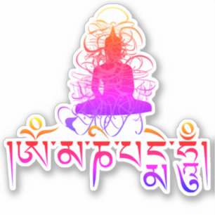Buddha Om Mani Padme Hum Buddhistisk Mantra Färgad Klistermärken