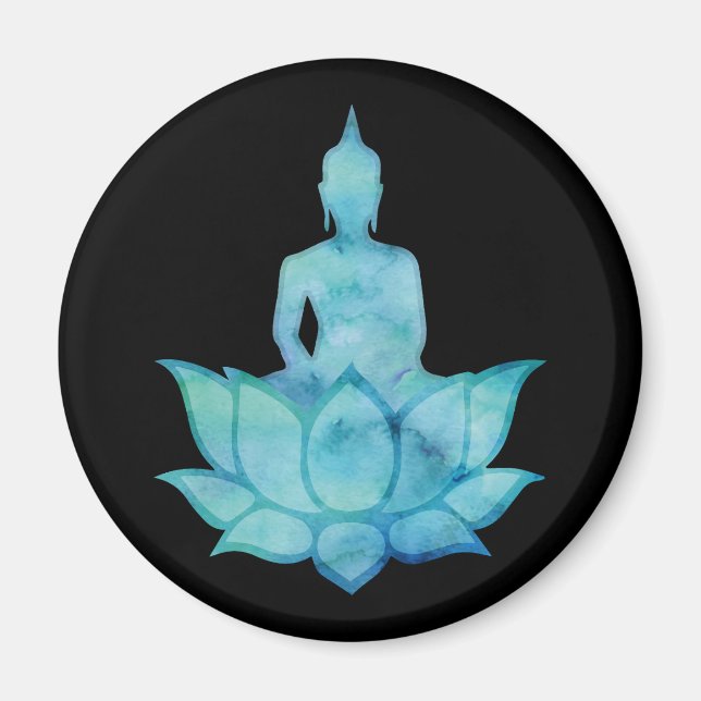 Buddha på Lotus Blue Magnet (Framsidan)
