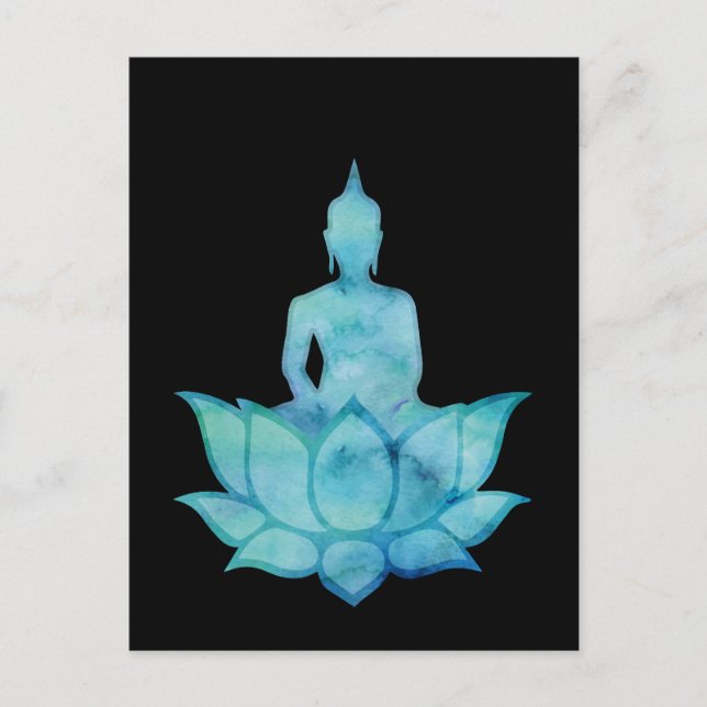 Buddha på Lotus Blue Vykort (Framsida)
