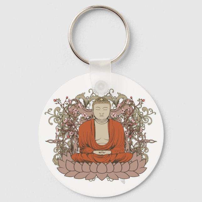 Buddha på Lotus Flower Nyckelring (Framsida)