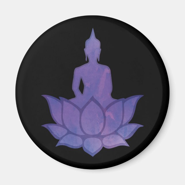 Buddha på Lotus Lila Magnet (Framsidan)