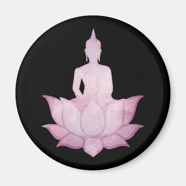 Buddha på Lotus Rosa Magnet (Framsidan)