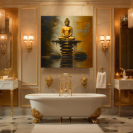 Buddha på staplade stenar canvastryck