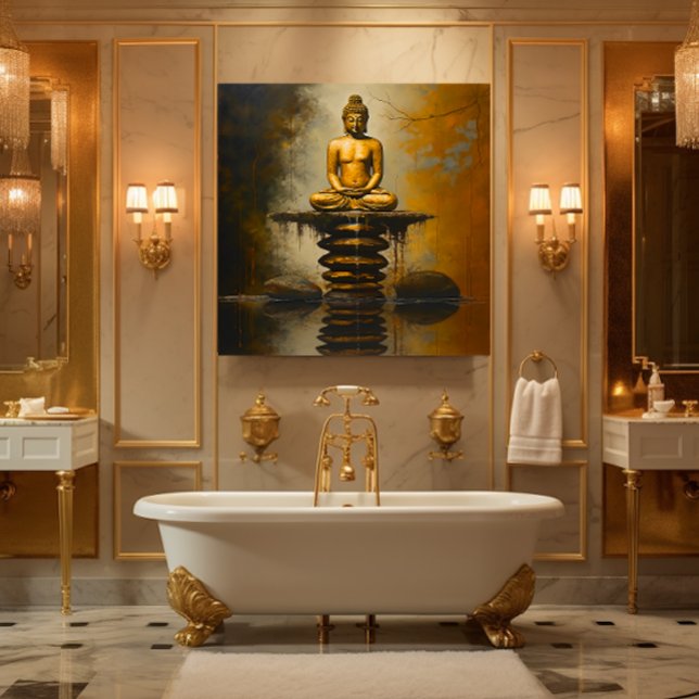 Buddha på staplade stenar canvastryck (For Illustration Purposes Only.
Actual Size May Vary.)