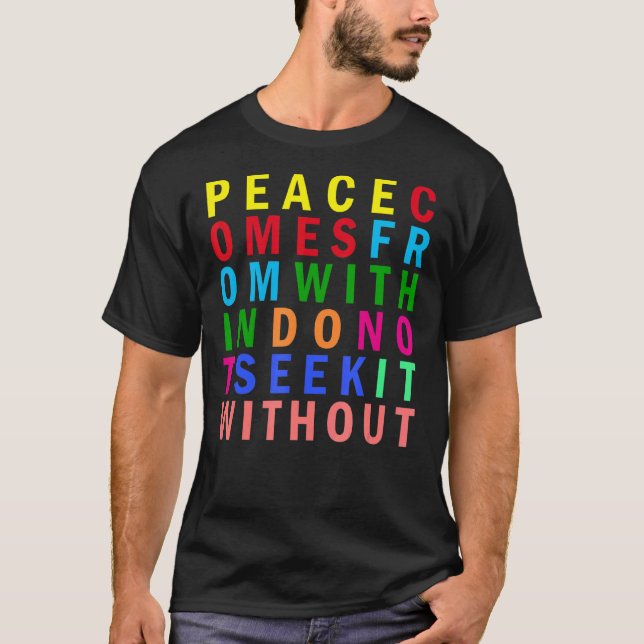 Buddha Peace Rainbow inspirationsoffert T Shirt (Framsida)