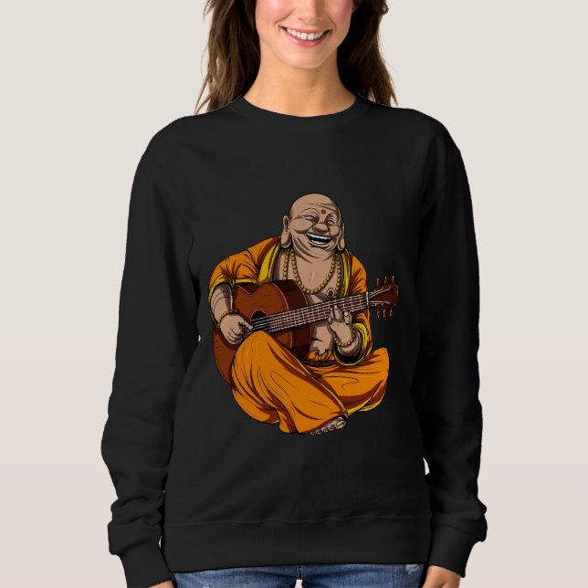 Buddha Pllay Guitar T Shirt (Framsida)
