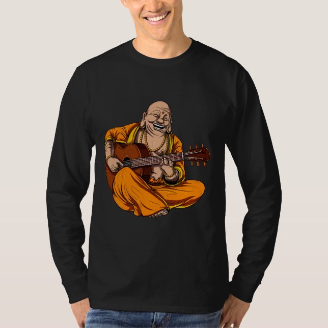 Buddha Pllay Guitar T Shirt (Framsida)