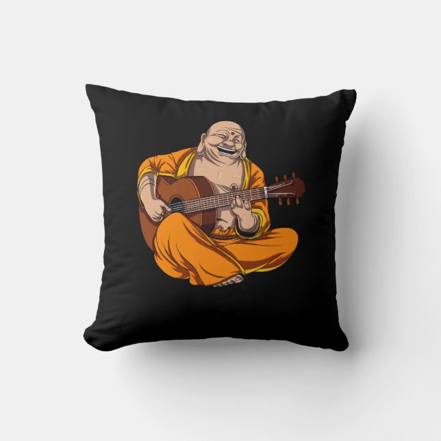 Buddha Pllay Guitar Zen Yoga Meditation Kudde (Framsida)