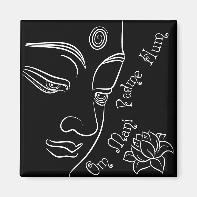 Buddha pondering lotus blomma White Magnet (Framsidan)