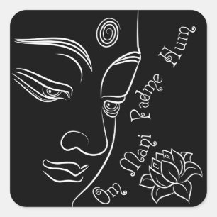 Buddha-ponerande lotus-blomma fyrkantigt klistermärke