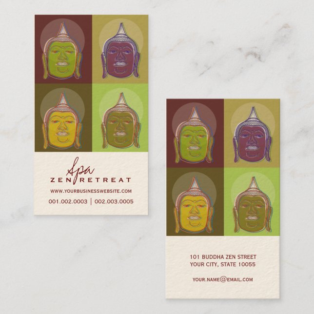 Buddha Pop Art Modern Zen Holistisk Spa & Wellness Visitkort (Fram/baksida)