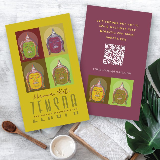 Buddha Pop Art Modern Zen Holistisk Spa & Wellness Visitkort (Buddha Pop Art Modern Zen Holistic Spa & Wellness Business/Profile Card @ fat_fa_tin)