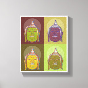 Buddha Pop Art Retro Modern Snyggt Wrapped Canvas