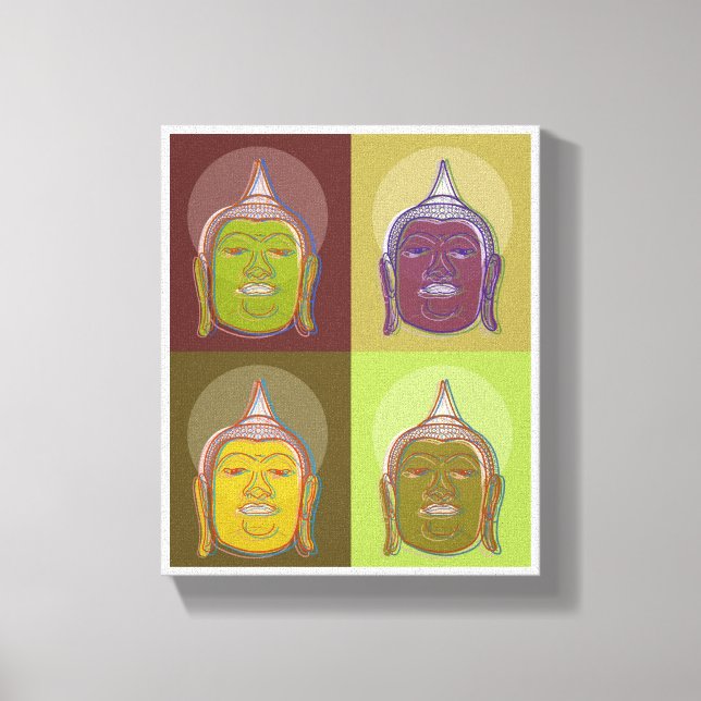 Buddha Pop Art Retro Modern Snyggt Wrapped Canvas (Framsida)