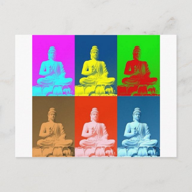 Buddha Pop Art Stil Vykort (Framsida)