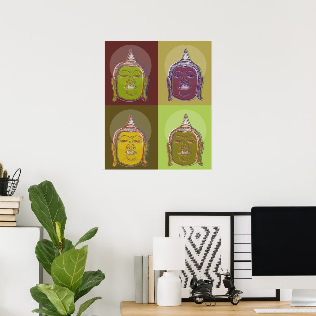 Buddha Pop Art Zen Retro Modern Anpassningsbar Pos Poster (Hemmakontoret)