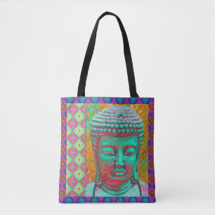 Buddha Pop i Grönt, Gult, rött, blått, Magenta Tygkasse