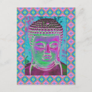 Buddha Pop i Magenta och turkos Vykort