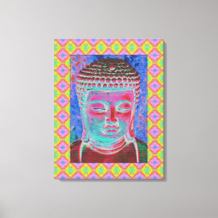 Buddha Pop med Gult och Rosa Gräns Canvastryck