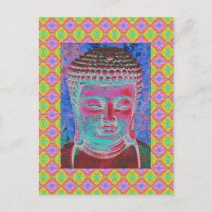 Buddha Pop med Gult och Rosa Gräns Vykort