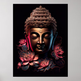 Buddha Porträtt med Lotus | Art Poster